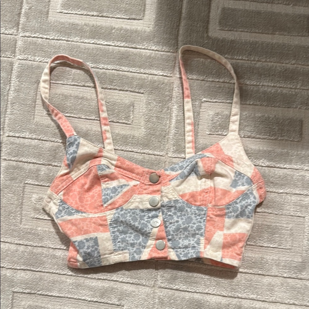 Topshop British Flag Bustier Crop Top
